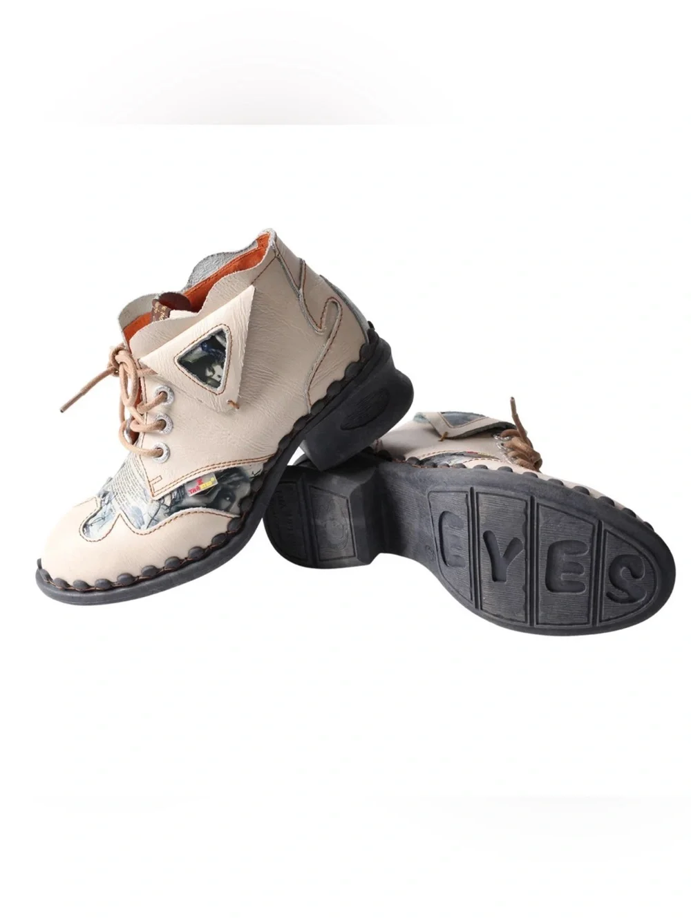 VTG Y2K Leather Ankle Boots Lace-Up Chunky Sole EU 37 / US 6.5–7